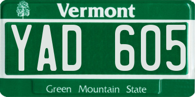 VT license plate YAD605