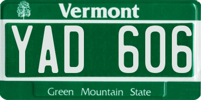 VT license plate YAD606