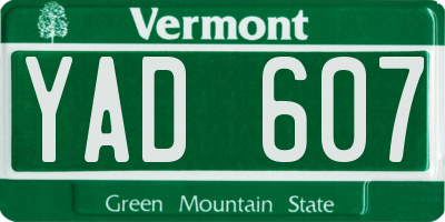 VT license plate YAD607
