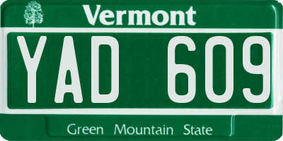 VT license plate YAD609