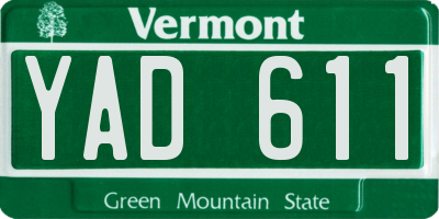 VT license plate YAD611