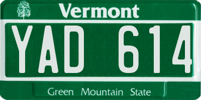 VT license plate YAD614