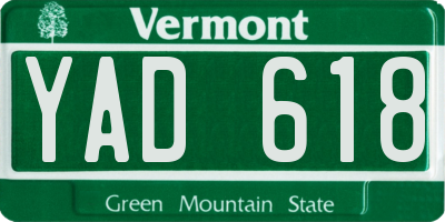 VT license plate YAD618