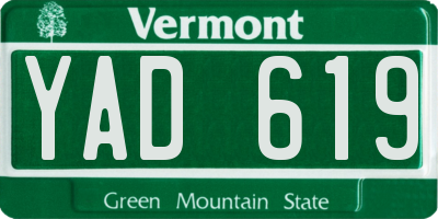 VT license plate YAD619