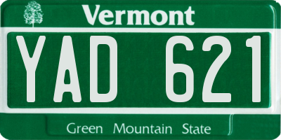 VT license plate YAD621