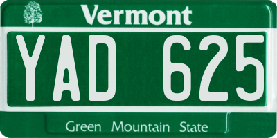 VT license plate YAD625