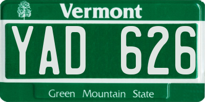 VT license plate YAD626