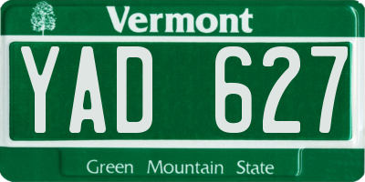 VT license plate YAD627