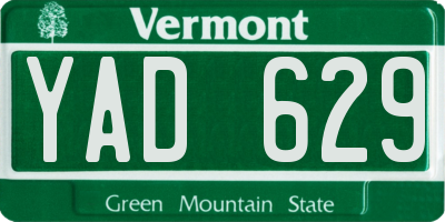 VT license plate YAD629