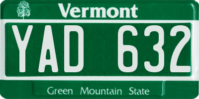 VT license plate YAD632