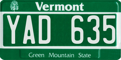 VT license plate YAD635