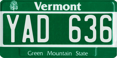 VT license plate YAD636
