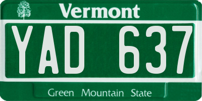 VT license plate YAD637