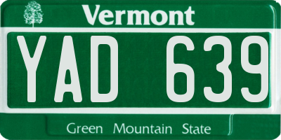 VT license plate YAD639
