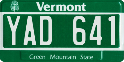 VT license plate YAD641