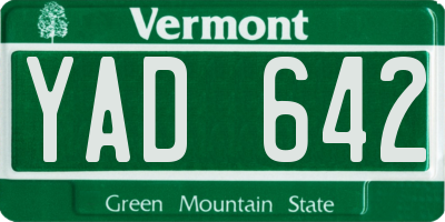 VT license plate YAD642