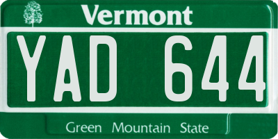 VT license plate YAD644