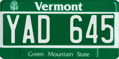 VT license plate YAD645