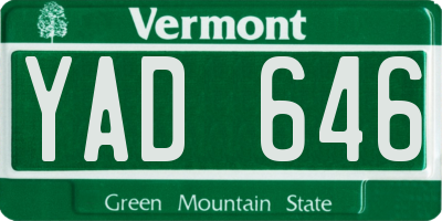 VT license plate YAD646