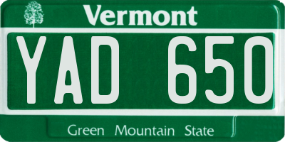 VT license plate YAD650