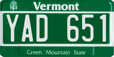 VT license plate YAD651