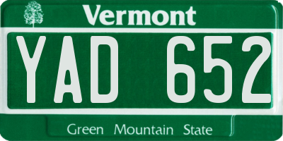 VT license plate YAD652
