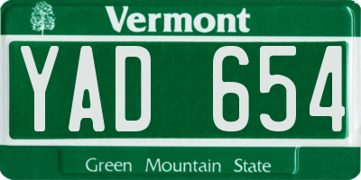 VT license plate YAD654