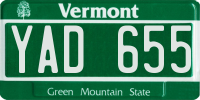 VT license plate YAD655