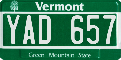 VT license plate YAD657
