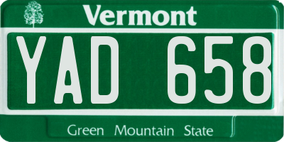 VT license plate YAD658