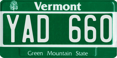 VT license plate YAD660