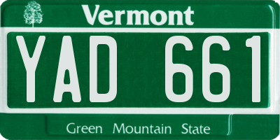 VT license plate YAD661