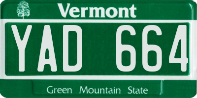 VT license plate YAD664