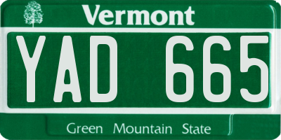 VT license plate YAD665