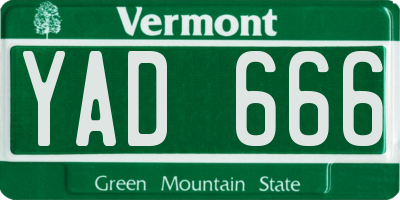 VT license plate YAD666