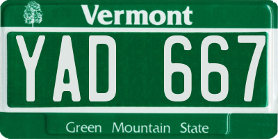 VT license plate YAD667