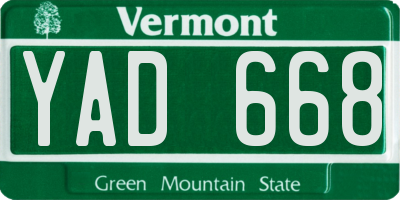 VT license plate YAD668