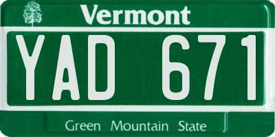 VT license plate YAD671