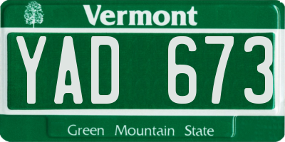 VT license plate YAD673