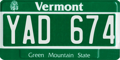 VT license plate YAD674