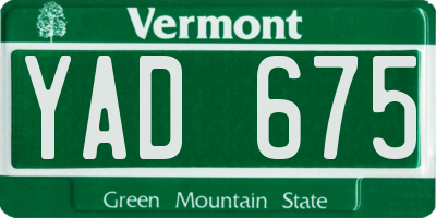 VT license plate YAD675