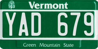 VT license plate YAD679