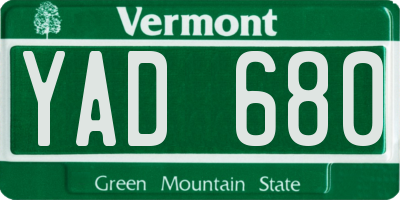 VT license plate YAD680