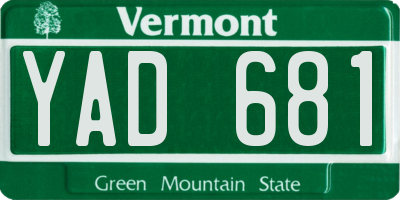 VT license plate YAD681