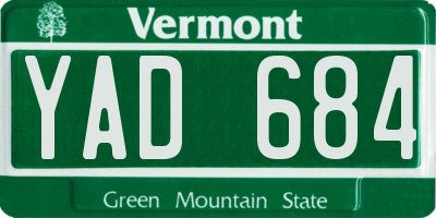 VT license plate YAD684