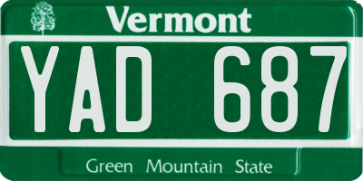 VT license plate YAD687