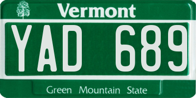 VT license plate YAD689