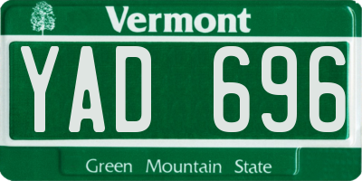 VT license plate YAD696