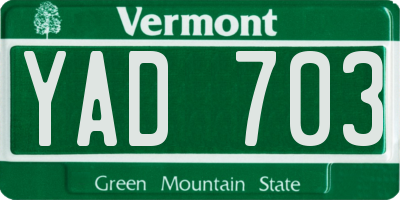 VT license plate YAD703