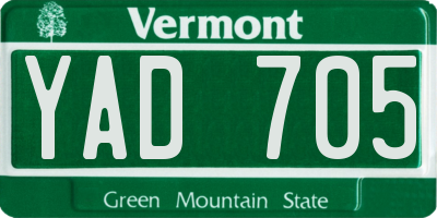 VT license plate YAD705